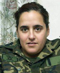 Azucena Rodríguez Jiménez, una soldado profesional medinense de 27 años antes de tomar el avión con destino a Kosovo
