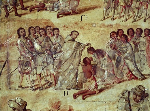 Bartolomé de Olmedo en el bautizo de los primeros cristianos