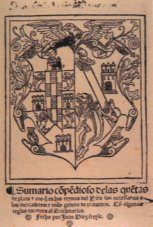 Portada primer tratado de contabilidad comercial y monetaria que se ocupaba del tráfico con el Nuevo Mundo, compuesto en 1556 por Juan Díez Freile