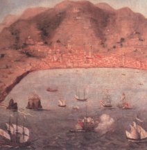 Vista de la ciudad y puerto de Funchal, Madeira. Siglo XVII. Archivo Histórico de Ultramar. Lisboa