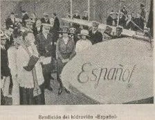 Pequeña foto de la bendición del primer hidroavión hecho en Barcelona con motor hispanosiuza, Donación de Eusebio Giraldo Crespo de Medina del Campo