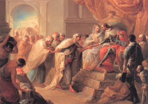 Los Reyes Católicos reciben una embajada del rey de Fez. Óleo de Vicente López (1772-1850). Real Acadamia de Bellas Artes de San Fernando. Madrid (enlace)