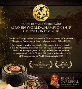 El Gran Cardenal de Medina del Campo ha siido ganador del campeonato 'The World Championship Cheese contest 2010'