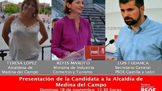 Cartel del acto de prensetación de la candida del PSOE en Medina (Valladolid) PSOE