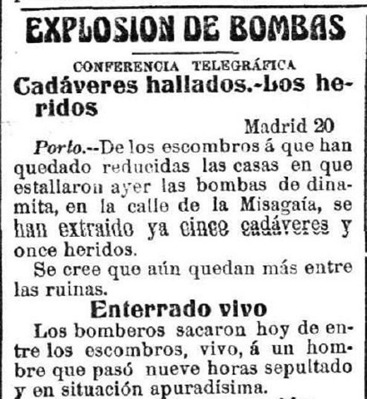 Noticia publicada a partir de un telegrama en 1912 en El Norte..
