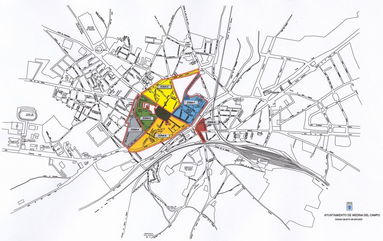Plano de aparcamientos en Medina del Campo. REGRESAMOS.