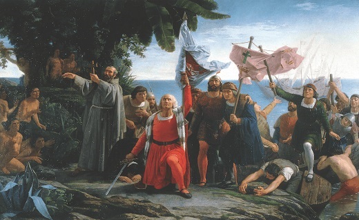 Desembarco de Colón el 12 de Octubre de 1492 en Guanhani. Óleo por Dióscoro de la Puebla.Foto: Art 