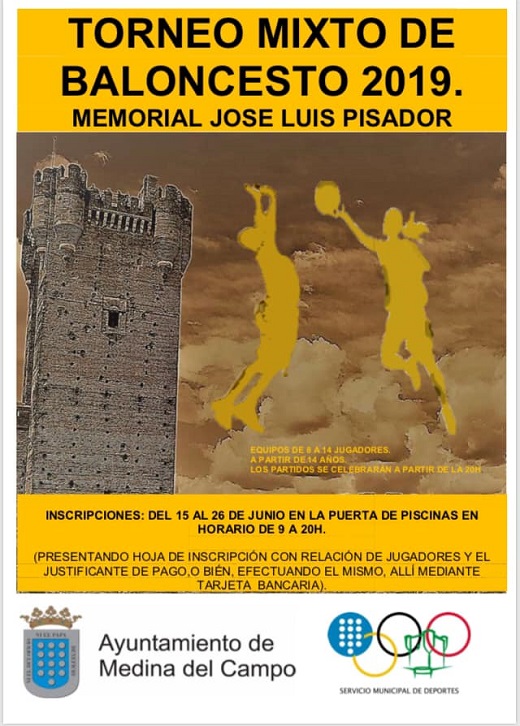 Cartel del Torneo Mixto de Baloncesto 2019. Memorial José Luis Pisador