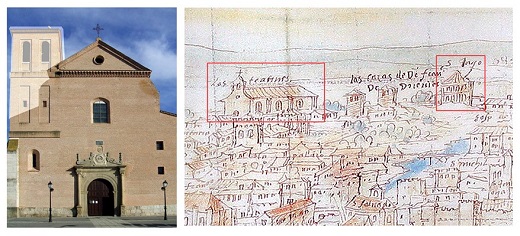 Parroquia de Santiago. Dibujo de Anton van den Wyngaerde a su paso por Medina del Campo