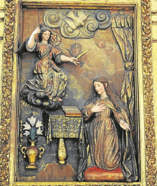 La Anunciación de la Virgen María, tabla policromada