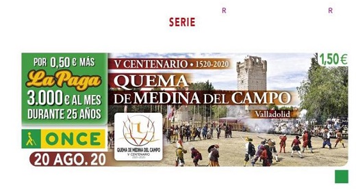 El V Centenario de la Quema de Medina del Campo, protagonista del cupón de la ONCE.
