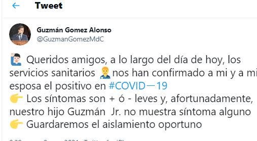 Comunicado Guzmán Gómez, alcalde de Medina del Campo