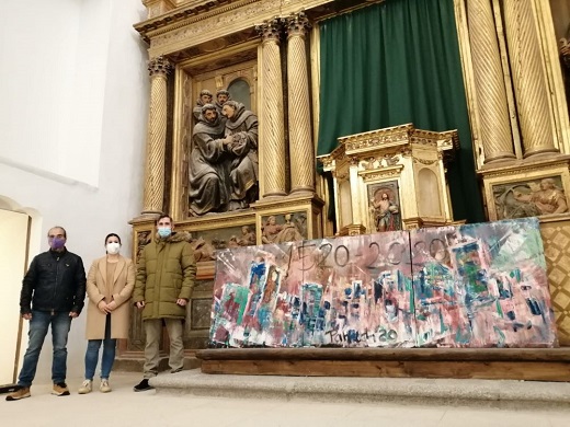 El artista Vicente Panach dona a Medina del Campo su obra sobre ‘La Quema’ de 1520.