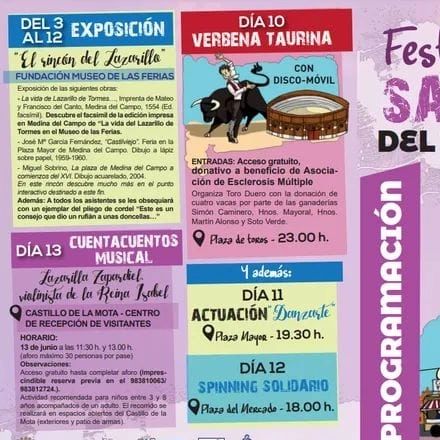 Programación de la Feria de San Antonio en Medina del Campo.