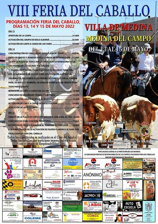 Feria del caballo Medina del Campo 13-14-15-de Mayo 2022.