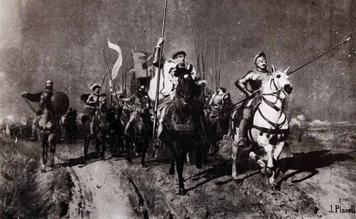 El cuadro 'Salida de los Comuneros de Valladolid', que Juan Planella pintó en 1887. / EL NORTE