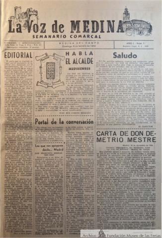 La Voz de Medina. Año I, nº 1 // Fuente: Portal de Archivos de la Fundación Museo de las Ferias