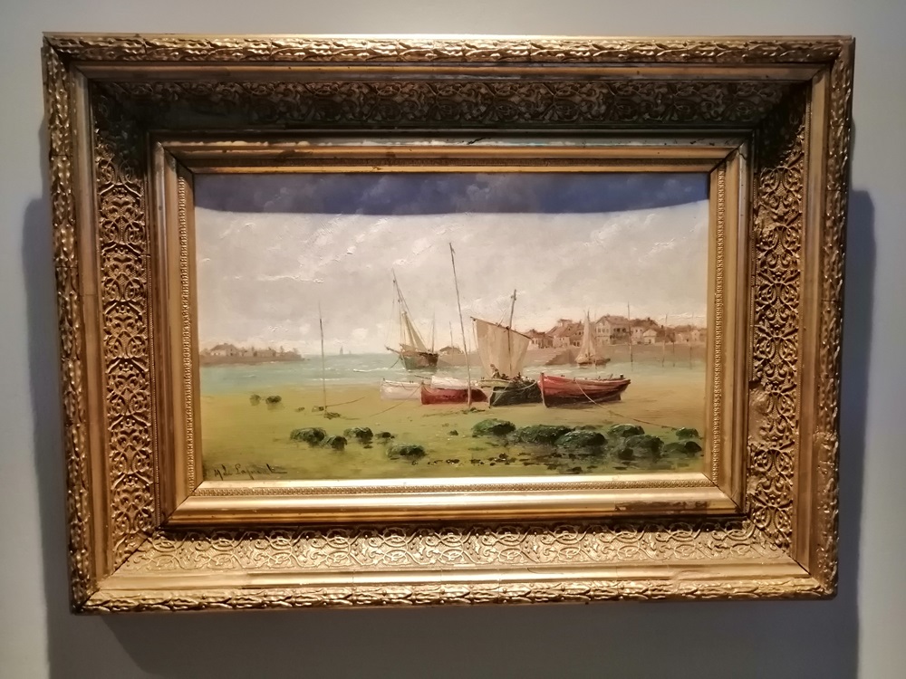 MARIANO LA FUENTE CORTIJO. (1856 -1916), "EN TIERRA", ÓLEO SOBRE CARTÓN / 22 x 36 cm. ( REGRESAMOS )