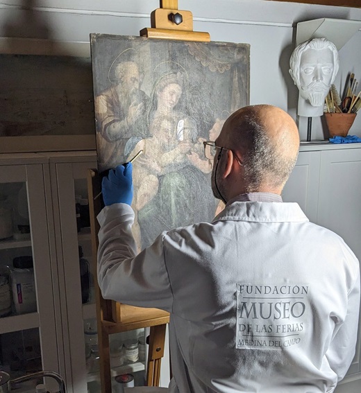 Francisco José Boldo Pascua e la restauración de una tabla de la segunda mitad del siglo XVI, en la que se representa a la Sagrada Familia con San Juanito