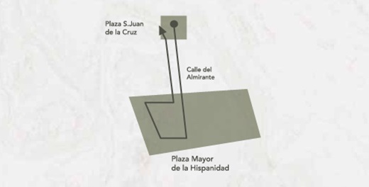 Recorrido: Plaza San Juan de la Cruz, Calle Almirante, Plaza Mayor de la Hispanidad, Calle Almirante y Plaza San Juan de la Cruz.