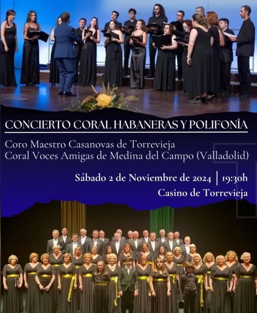 El Coro «Maestro Casanovas» y la Coral «Voces Amigas» de Medina del Campo, procedente (Valladolid) ofrecen un concierto en el Casino de Torrevieja. (PUEDE AMPLIARSE)