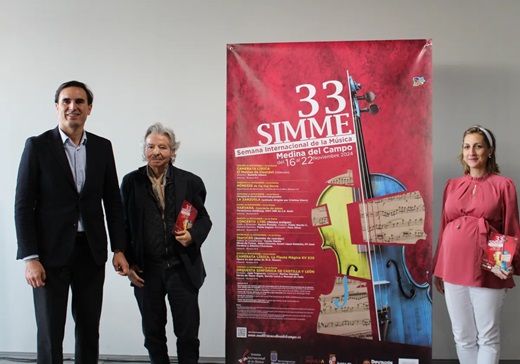 Guzmán Gómez, Emiliano Allende y Cristina Aranda en la presentación de la 33 SIMME. Yaiza Cobos