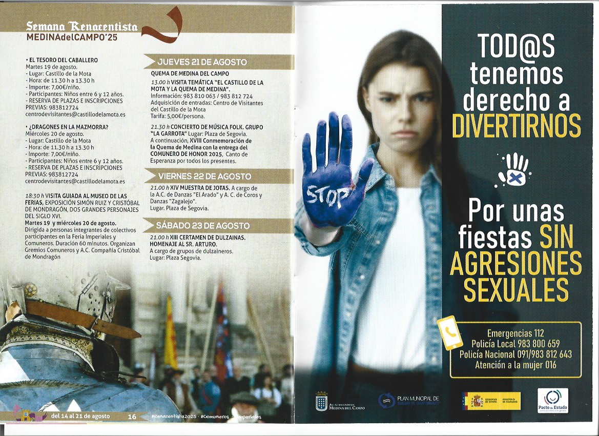 P R O G R A M A C I Ó N. SEMANA RENSCENTISTA. FERIA IMPERIALES Y COMUNEROS. MEDINA DEL CAMPO. Del 14 al 21 de agosto de 2025 ( REGRESAMOS ) P R O G R A M A C I Ó N. SEMANA RENSCENTISTA. FERIA IMPERIALES Y COMUNEROS. MEDINA DEL CAMPO. Del 14 al 21 de agosto de 2025 ( REGRESAMOS )
