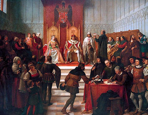 'Los Reyes Católicos en el acto de administrar justicia', de Víctor Manzano y Mejorada (1831-1865). (Palacio Real de Madrid.)