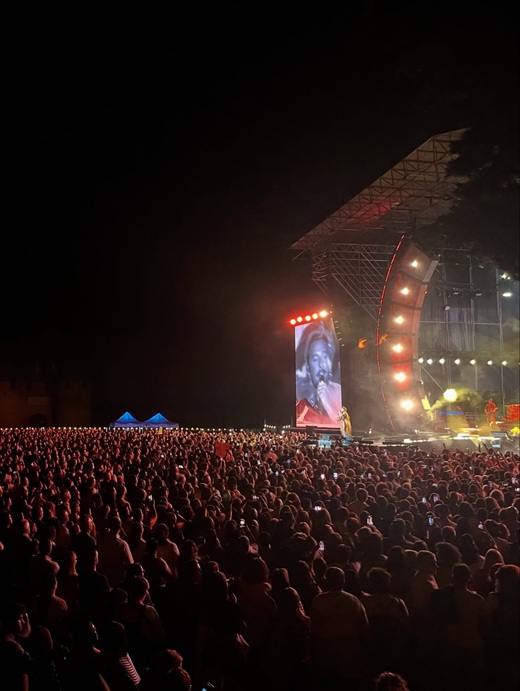 Manuel Carrasco, en uno de los instantes del concierto en Medina del Campo